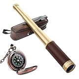 Laupha Retro Pirat Teleskop Monokular 25x30 Zoomable Vintage Kapitän Jack Spyglass BAK-4 Linse Fernrohr Kinder Faltbar Tragbar Pocket Monokular with Kompass Erwachsene für Outdoor Camping