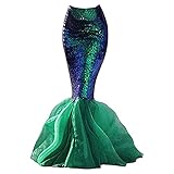 Damen Meerjungfrauen Rock Glitzer Pailletten WickelrockTüllrock Fischschwanz Lustige Maxirock für Karneval Kostüm Abendkleid Prinzessin Cosplay Party Halloween