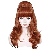 Linfairy Long Wavy Auburn Kupferperücke Big Bouffant Bienenstockperücken für Frauen passt 50er Jahre 80er Jahre Kostüm (Auburn Kupfer)
