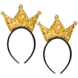 EUPSIIU 2 Stück Prinzessin Krone Tiara Prinzessin Mädchen Shiny Crown Haarband, Prinzessin Tiara Krone Damen für Frauen Mädchen Hochzeit Prom Party Kostüm Weihnachten Geschenke (Gold)