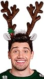 Balinco Rentier/Elch Geweih bzw. Haarreif - das perfekte Accessoire für Erwachsene & Kinder zu Weihnachten oder zum Karneval oder Fasching (Dunkelbraun)