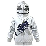Dgfstm Jungen Smile Gesichtsmaske Hoodie Kinder Mode DJ 3D Langarm Pullover Cosplay Jacke (Reißverschluss, 130)