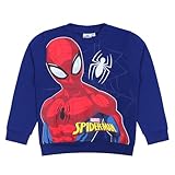 Spiderman Sweatshirt, Jungen Pullover, Marvel Avengers, Spidey, Spider-Man, Baumwolle, Größe 98-140, blau, Shirt (DE/NL/SE/PL, Numerisch, 110, Regular, Blau)