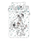 Disney 101 Dalmatiner Baby Bettdecken- und Kissen-Set | Jungen & Mädchen Kleinkind-Bettwäsche-Sets | mit der ionischen Dalmatinerfamilie, Weiß