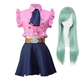 AIPILEI Elizabeth Liones Cosplay-Kostüm mit Perücke, Die sieben Todsünden, Cosplay, rosa Dienstmädchenanzug für Damen, Mädchen, Halloween, Party, Cosplay, Full SE (Elizabeth Liones mit Perücke, L)