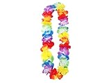 Hawaii Blumenkette 90cm bunt - Hawaiikette in Regenbogen Farben - Sommer Beach Party Tropical Deko Accessoire