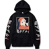 Rcrllya Kakegurui Hoodies Anime Cosplay Yomozuki Runa Damen Freizeit-Sweatshirts Tasche lose Kleidung Pullover (Schwarz,2XL)