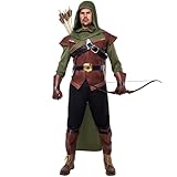 Spooktacular Creations Robin Hood Kostüm, Deluxe Herren Kostüm Set aus Leder für Halloween Dress Up Party (Large, Green)