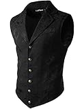 VATPAVE Herren Viktorianischer Anzug Weste Steampunk Gothic Weste Mittel Schwarz