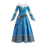 Lito Angels Prinzessin Merida Kleid Kostüm Verkleidung für Kinder Mädchen Größe 8-9 Jahre 134, Blau (Tag-Nummer 130)