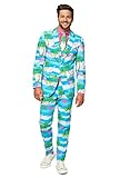 OppoSuits Herren Opposuits Crazy Prom Suits For Men – Flaminguy Anzug - Komplettes Set: Jackett, Hose und Krawatte, Blau, 54