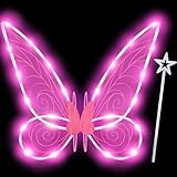 Goenb Feenflügel Led, Feenflügel Erwachsene Fee Kostüm Damen Feen Flügel Fee Winx Club Kostüm Feenflügel Leuchtende für Kinder Mädchen für Halloween Karneval Fasching Weihnachten Rollenspiele