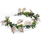 MOSTORY Handgefertigte Feen-Waldkrone – Waldelfen-Stirnband, Blume, Kreis, Elfenblatt-Kranz für Renaissance, Halloween, Cosplay, Damen, Mädchen, Fotoshooting, Grün/Gold