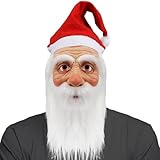 Yearsahrk Weihnachtsmann Maske mit Bart Realistische Maske für Alte Männer Santa Claus Masken Weihnachts Karneval Halloween Kostüme (Stil B)