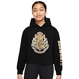 Harry Potter Mädchen Hoodie, Weicher und Bequemer Hogwarts Kapuzenpullover - Geschenke für Mädchen (Schwarz/Gold Kurz, 7-8 Jahre)