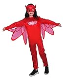 Ciao- Owlette costume disguise girl official PJ Masks (Size 5-7 years) with mask, Rot