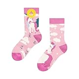 Dedoles Socken Kinder Mädchen Jungen Baumwolle viele lustige Designs Weihnachtssocken 1 Paar, Farbe Rosa, Motiv Einhorn mit Schal Wärmesocken, Gr. 27-30