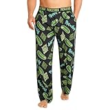 RICK AND MORTY Herren-Schlafanzughosen - Weihnachts Pyjamahosen für Herren - Schlafhose Herren Lang (Schwarz/Grün, L)