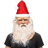 NEMMXUB Weihnachtsmann Maske - Nikolausmaske mit Rauschebart+Perücke+ Augenbrauen + Mütze Weihnachtsmannmaske Nikolaus Maske Weihnachtsmaske Santa Claus Karnevalsmaske Kostüm für Weihnachten Cosplay