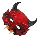 JOINPAYA Party-Maske Cosplay-Maske Dämonenmaske Teufel-Maske Verkleidung Maske Schaurige Maske Maskenball Masken Halloween-Horror Kostüm Maske Halloween-Maske Masken-Cosplay Pu rot