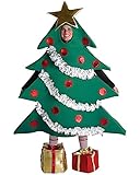 Acrawnni Erwachsenen-Weihnachtskostüm für Herren und Damen, passendes Party-Kostüm, lustiger Weihnachtsbaum, Cosplay-Kleid mit Geschenk-Form (grün, Einheitsgröße)