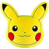 Pokemon Pikachu Plüsch Kissen für Kinder, Weiches 3D Dekokissen mit Füllung Kuschelkissen Kinder 45 x 45 x 8,5 cm