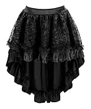 KUOSE Damen Steampunk Rock Asymmetrische Chiffon Spitze Tüllrock Übergrößen