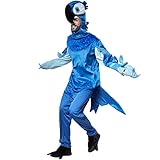 dressforfun 900543 - Unisexkostüm Prächtiger Blauara, Papagai mit angedeutetem Vogelschwanz und Kunstfellbesatz am Kragen (175 | Nr. 302510)