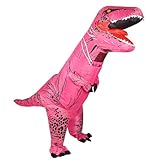 HYLQUP Dino Kostüm Aufblasbar Tyrannosaurus Rex Kostüm Halloween Kostüm Mann Frau Dino Maske Tierkostüm Erwachsene Aufblasbares Kostüm Cosplay Kostüm für Partys, Halloween St Patrick(150-190CM) (Rot)