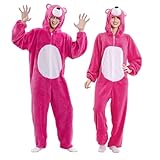 Goldschmidt Kostüm Bär Overall blau | Bärenkostüm Einteiler Bärchen Plüsch | Tierkostüm für Erwachsene (pink, M/L)