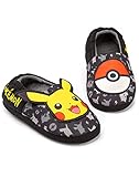 Pokemon Hausschuhe Jungen Kinder Pikachu Pokeball Black House Schuhe Müßiggänger 30