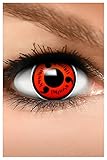 FUNZERA Farbige Sharingan Kontaktlinsen Halloween Rot ANIME, 2 Stück (1 Paar), Ohne Sehstärke, leicht einzusetzende rote Linsen, 2 x farbige Kontaktlinse für Cosplay, Karneval, Fasching, Anime