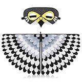 Wolkstello Vogelflügel Kostüm Kinder, Vogel Kostüm Umhang mit Filzaugen Maske, Eule Kostüm, Vogeleule Adler Papagei Kostüm für Jungen Mädchen Karneval Fasching Halloween Cosplay Party