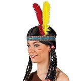 Boland 44136 - Stirnband Indianer mit Federn, elastisches Haarband, Cowboy, Western, Apachen, Karneval, Halloween, Fasching, Mottoparty