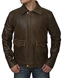 Herren Jacke Indiana Jones Harrison Ford Classic Echtes Rindsleder Jacke, Bronze Antik, L