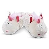 NICI Hausschuhe Einhorn Theodor im Schneeanzug Gr. 34-37 M I Plüsch-Hauschuhe für Kinder I Warme Kuscheltier Hausschuhe für Mädchen & Jungen – 48168