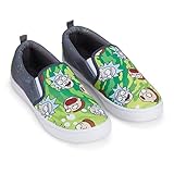 RICK AND MORTY Herrenschuhe, Slip-On-Sneaker für Herren, Rick & Morty, Segeltuch-Sneaker, Grün , 42 EU