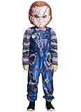 IKALI Kinder Halloween Mörderpuppe Kostüm Jungs Mädchen Chucky Fancy Dress Up Outfit Mut Overall mit Maske 4-6Jahre