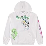 Rick and Morty Herren-Kapuzenpullover für Herren, Multi-Print-Sweatshirt – Rick & Morty, Sommer, Squanchy, klassischer Kapuzenpullover, Weiß, Medium