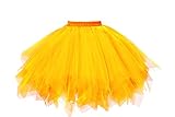 GOOBGS Damen 50er Ballettrock Multi-SchichtenVintage Ballet Blase Firt Tulle Petticoat Puffy Tutu Gelb Medium