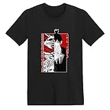Kinsea T-Shirt Unisexe, Chainsaw Man AKI Tshirt Für Damen/Herren, Manga Shirts, Kurzarm T-Shirt Mit Rundhalsausschnitt-Black||XXS