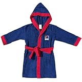 Frottee Bademantel 100% Baumwolle Spiderman Marvel Bademantel mit Kapuze und Gürtel für Kinder, blau, 3-4 Jahre