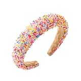 Breiter Haarreifen Damen Glitzer, Haarreifen Mädchen, Bonbonfarbenes Haarband, Haarreif Damen, Glitzer Haarreif Rosa, Haarreifen Breit, Breites Haarband Schminken, für Frauen Mädchen (A, 1)