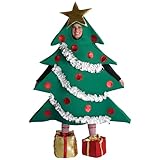 Weihnachtsbaum-Kostüm für Erwachsene Herren-Weihnachts-Overall mit Schuhen Outfits, lustige Weihnachten (Green, One Size)