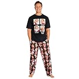 Disney Grumpy Herren Pyjamas - T-Shirt & Unterteil - Baumwolle Nachtwäsche - Schlafanzüge für Herren - Größen S-3XL (Schwarz, 3XL)
