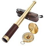 Laupha Retro Pirat Teleskop Monokular 25x30 Zoomable Vintage Kapitän Jack Spyglass BAK-4 Linse Fernrohr Kinder with Kompass Faltbar Tragbar Pocket Monokular Erwachsene für Outdoor Camping