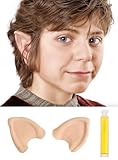 Maskworld Halblingohren aus Latex mit Mastix Hautkleber - Latexohren hautfarben überschminkbar - für Halloween Karneval Motto-Party & LARP Kostüm-Accessoire