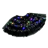 Tüllrock Damen Leuchtender Tüll Rock Mit Lichterkette Karneval Sterne Kostüm Tütü Mit Licht Glitzer Weltall Kostüm Star Garde Konfetti Tüll Fasching Cosplay 38 Black Einheitsgröße