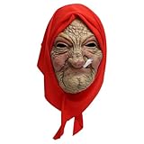 Oma-Gesichtsbedeckung – Halloween-Maske mit rotem Turban. Oma-Gesichtsbedeckung, Oma-Maske. Gesichtsschutz für ältere Menschen | Cosplay-Kostüm-Partyzubehör für Erwachsene, Kinder, Jugendliche