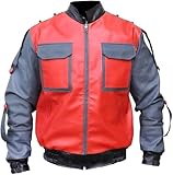 ZM ATTIRE Herren Mcfly Marty Superhero Future Kunstlederjacke Kostüm Outwear, Rote Jacke – Kunstleder, XS